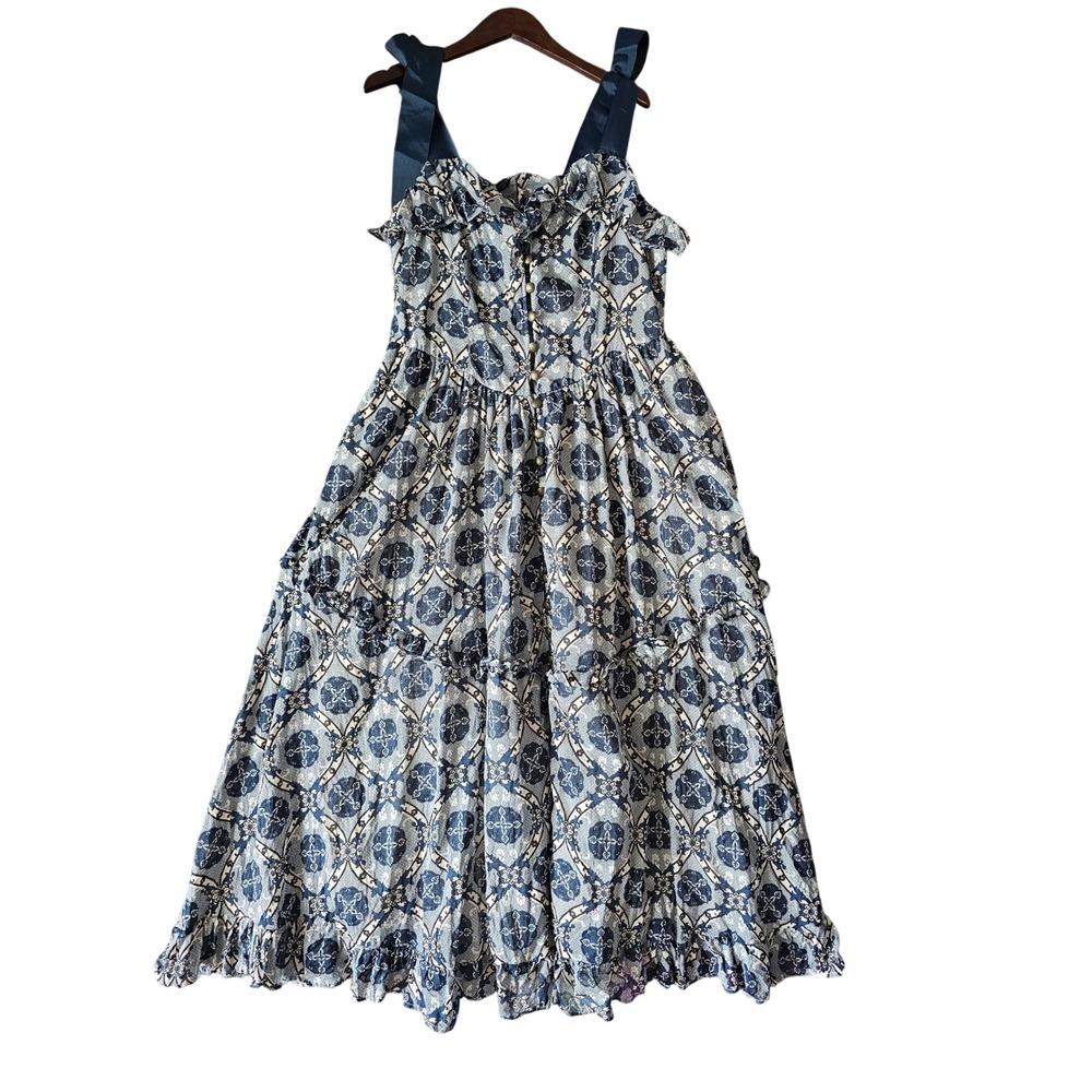 FESTI Dutch Medallion Ancient Scroll Print Drop Waist Maxi Dress Size 1 14/16
